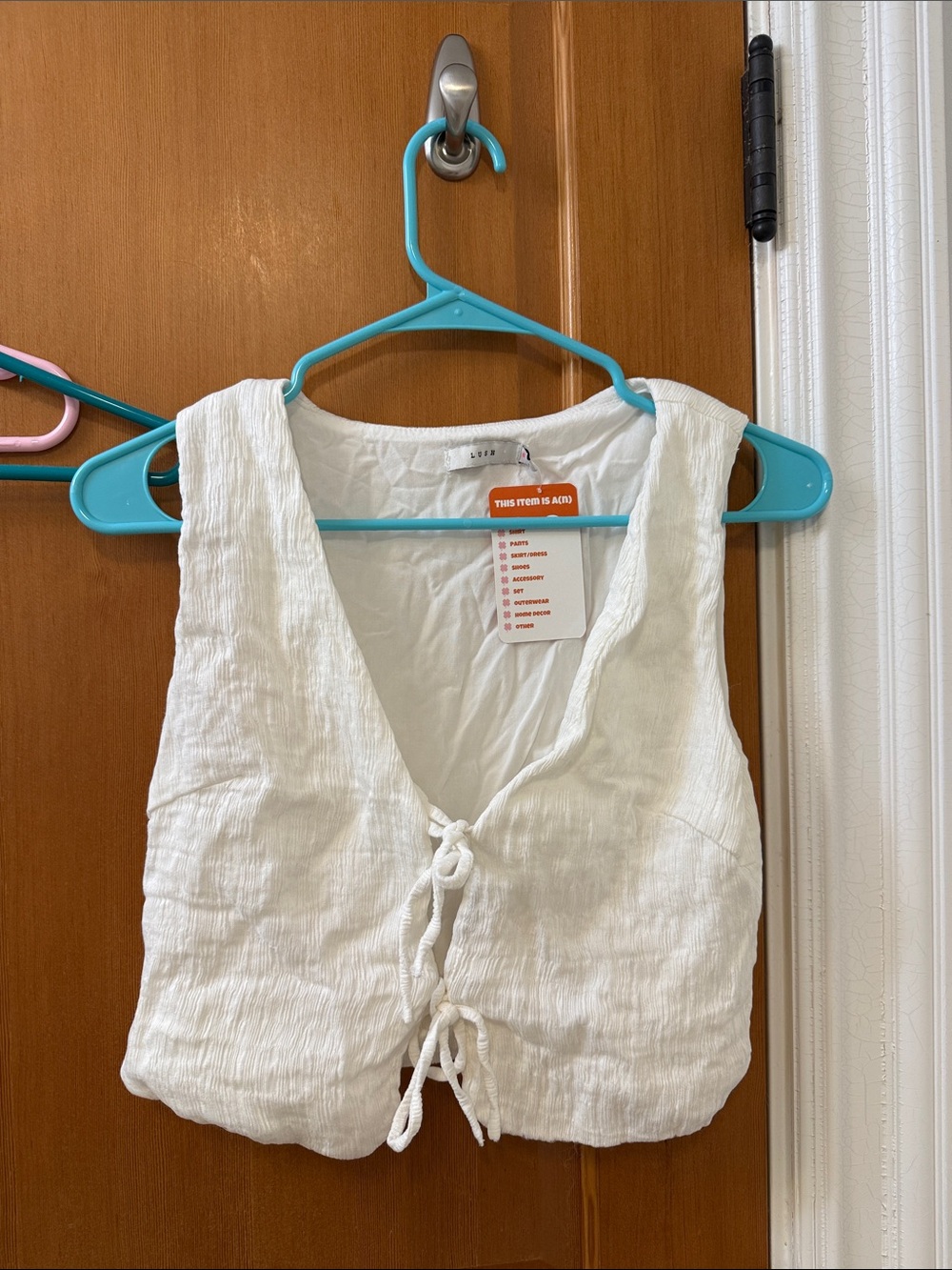 Lush White Tie-Front Crop Vest